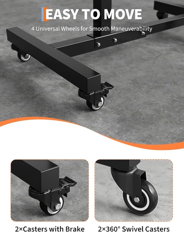 Rolling Tool Tray w/ Wheels Adjustable Height Mobile Work Table 220Lb Work Table gallery