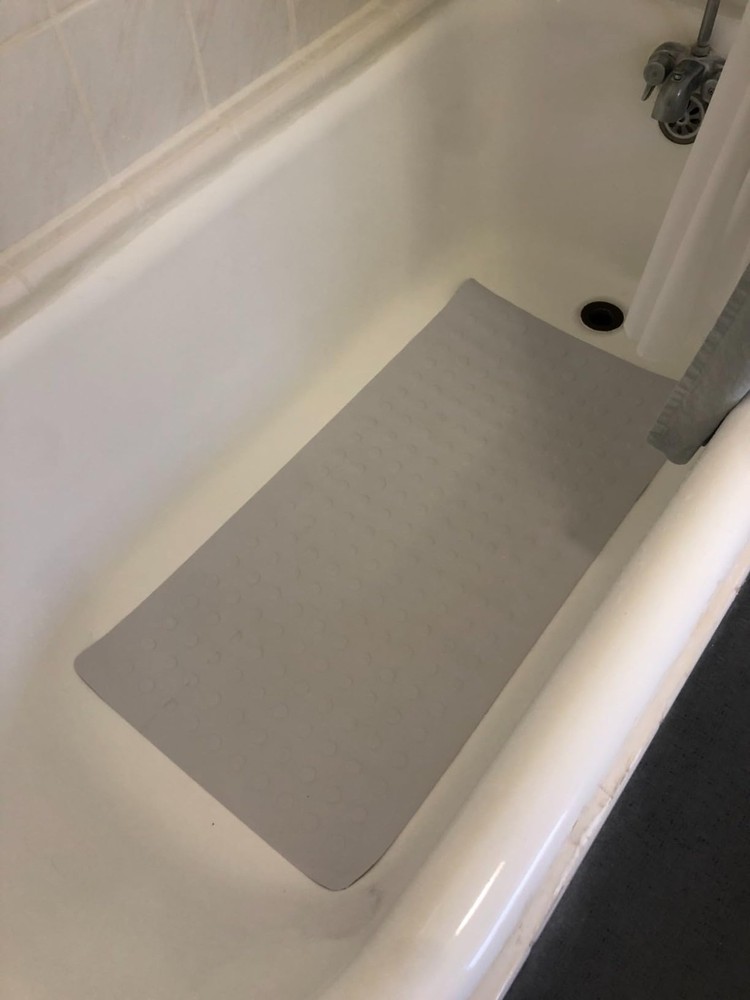 SlipX Solutions Extra Long Rubber Safety Bath Mat 18x36 Inch 220 Suction Cup