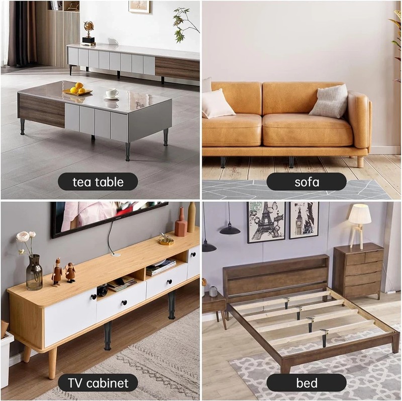 4PCS Adjustable Bed Frame Support Legs (5.1"-8.3"), Frame Center Slats Heavy Sup gallery