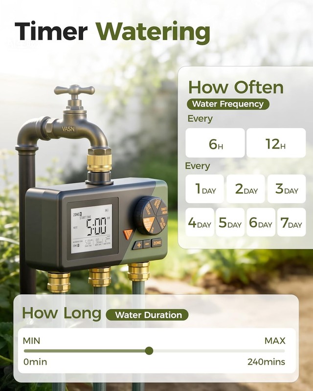 Sprinkler Timer 3 Zone Water Hose Timer for Garden Rain Delay Manual / Auto Mode gallery