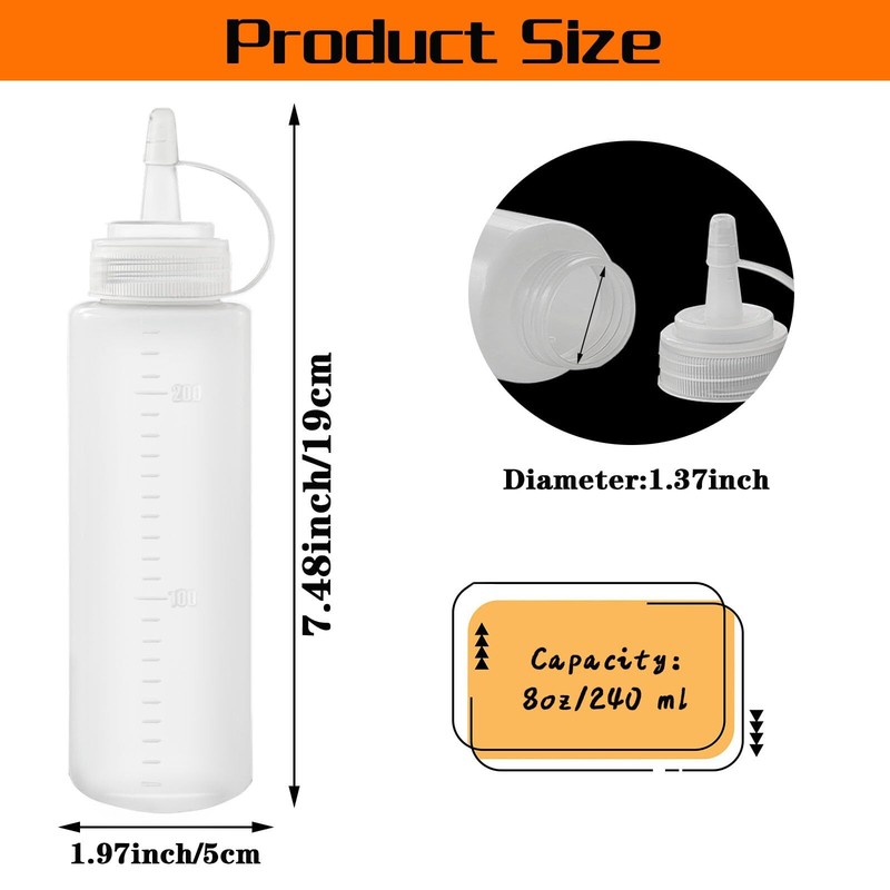 12 Pack 8 oz Plastic Squeeze Bottles Multipurpose Squirt Bottles for Ketchup,... gallery