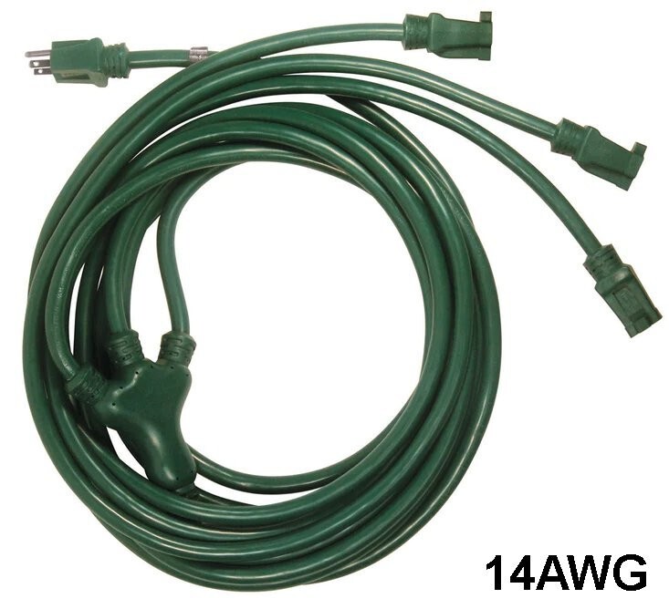 23Ft 14Awg 14/3 STW Triple Line "W" 3Prong 3-Outlet Outdoor Extension Power Cord gallery