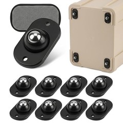 8 Black Self-Adhesive Mini 360° Swivel Casters, Silent, Non-Scratch, 66lb Cap