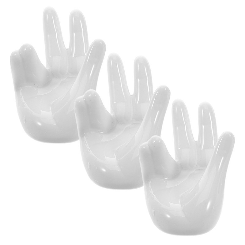 3 Pcs Easter Egg Cups Office Plant Holder Air for Home Ceramic Hand Shape gallery