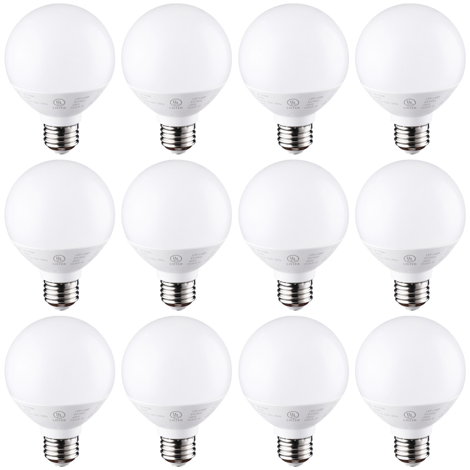 12 Pack G25 LED Vanity Globe Light Bulbs, 6W Equivalent 40W, 2700K/3000K/5000K gallery