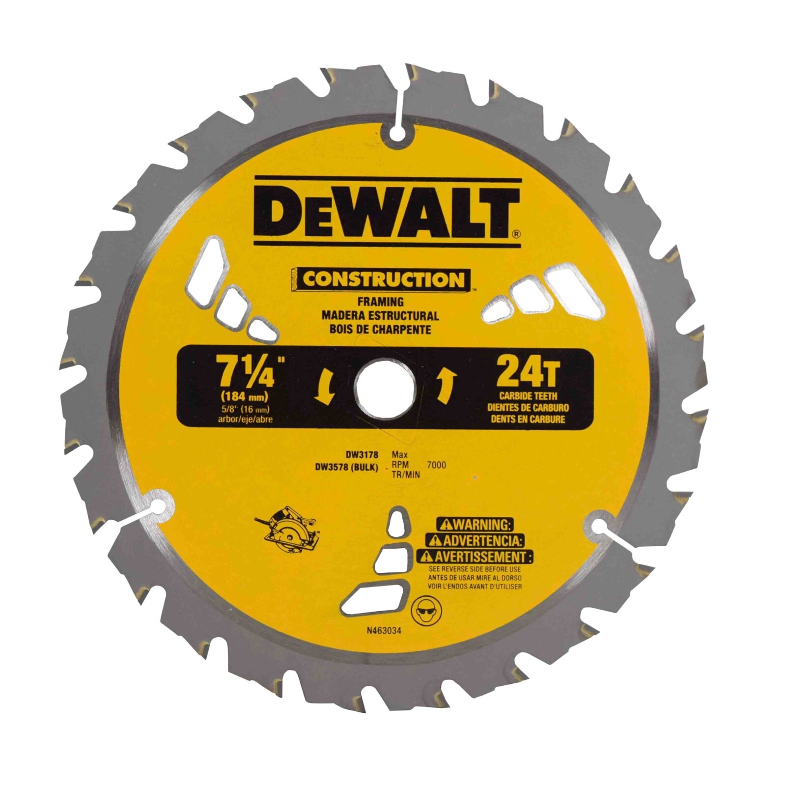10 Pack DW3578 7-1/4-Inch 24T Framing Carbide Thin Kerf Circular Saw Blade gallery
