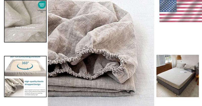Soft and Durable 100% Linen Fitted Sheet in Twin Size - Perfect for Every Season gallery