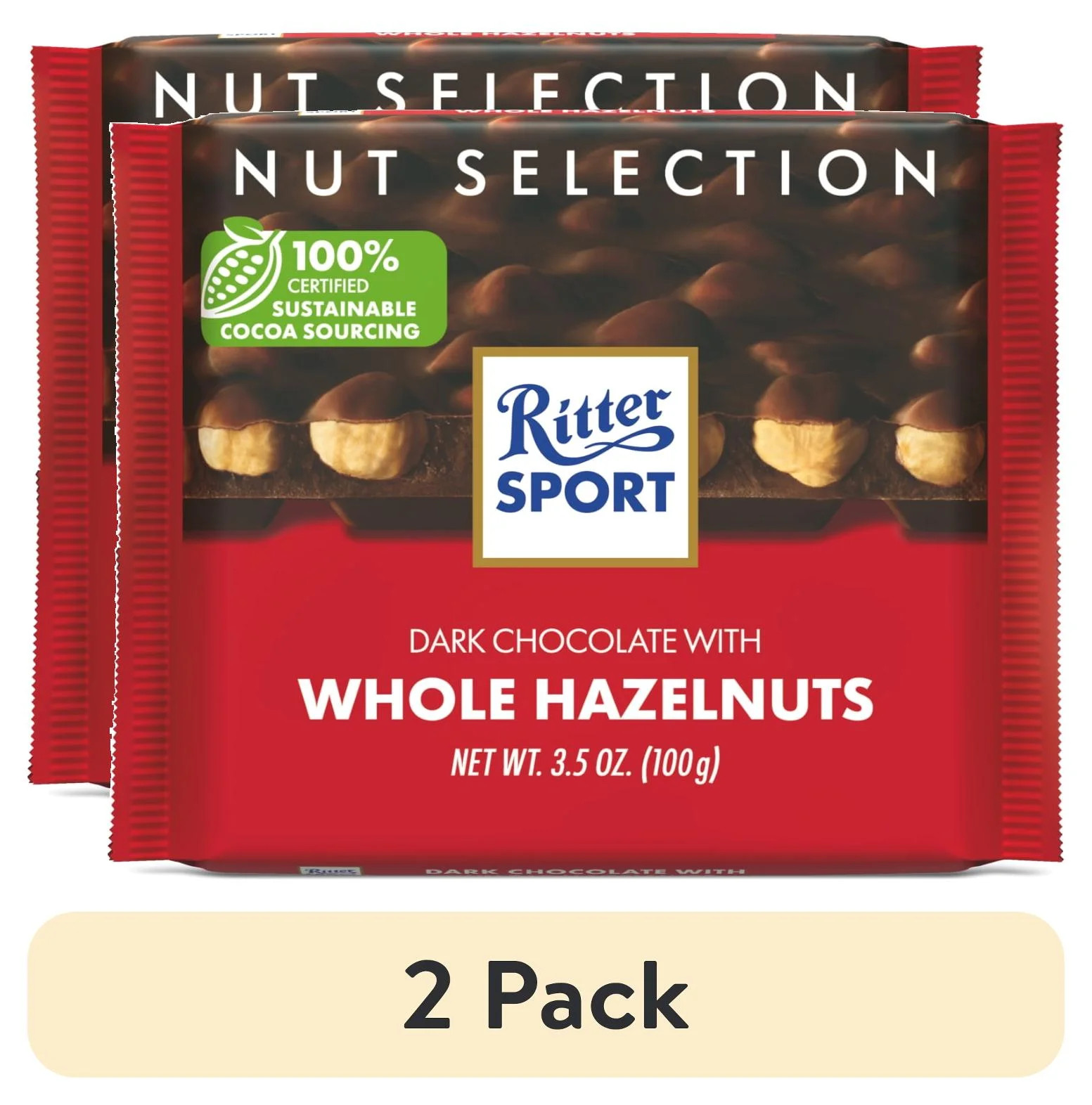 (2 Pack) Ritter Sport Dark Chocolate Candy Bar with Crunchy Whole Hazelnuts – Au gallery