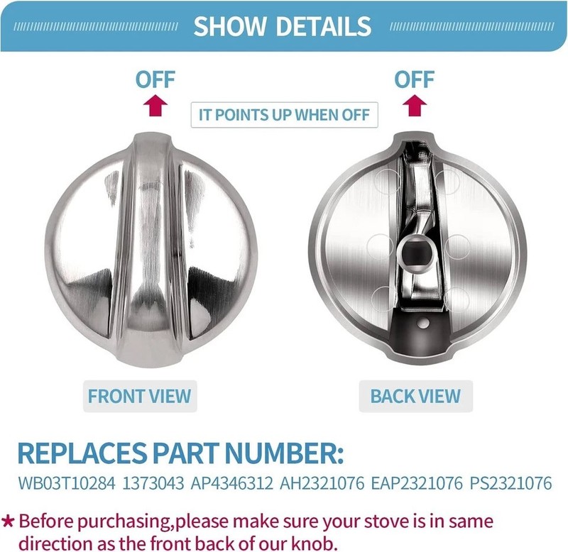 5 Pack WB03T10284 Oven Knobs Replacements for GE, 191D5100 Stove Knons For GE gallery