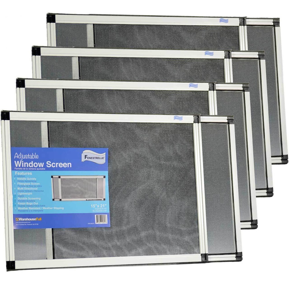 Adjustable Window Screen, Horizontal/Vertical,15"x21-40"w or 21"x15-28"w, 4 Pack