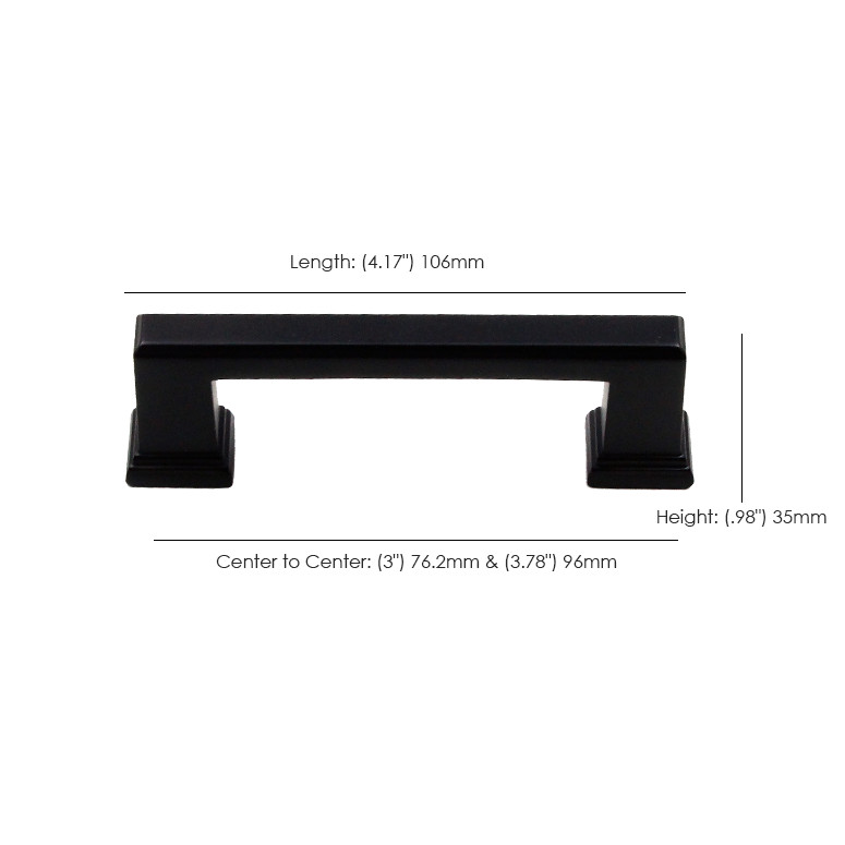 Square Bar Pull Handle Kitchen/Bath Cabinet Door Hardware Modern Black KPT gallery