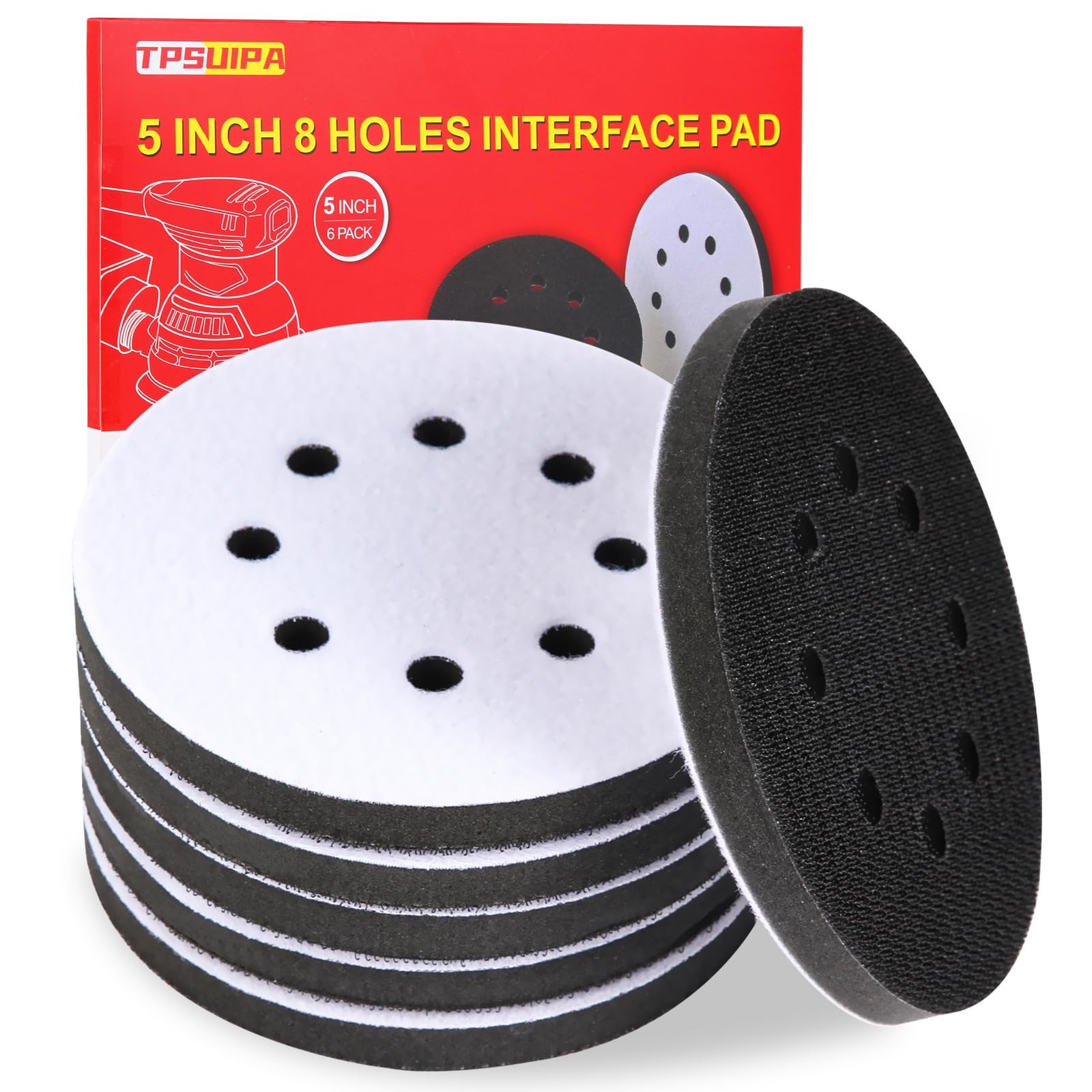 TPSUIPA 6 Pack 5 Inch 8 Holes Interface Pad, 5” Orbital Sander Foam Pad for i... gallery