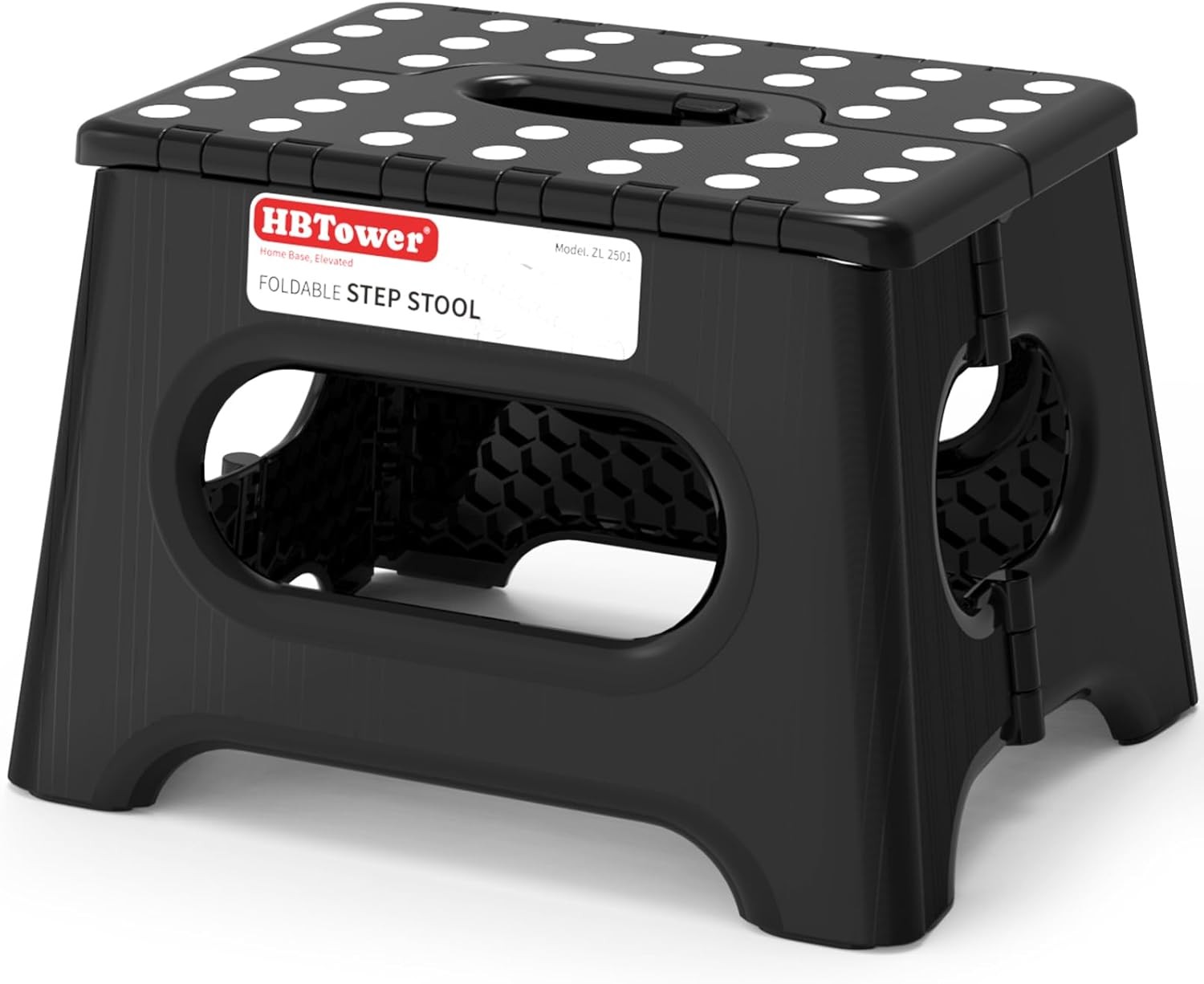 HBTower Folding Step Stool 9 Inch - Holds 600 lb, Non-Slip Surface & Carry Handl gallery