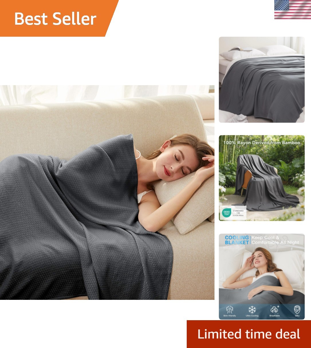 Cooling Blanket, 100% Rayon Derived from Bamboo, Cool Summer Blanket for Hot ... gallery