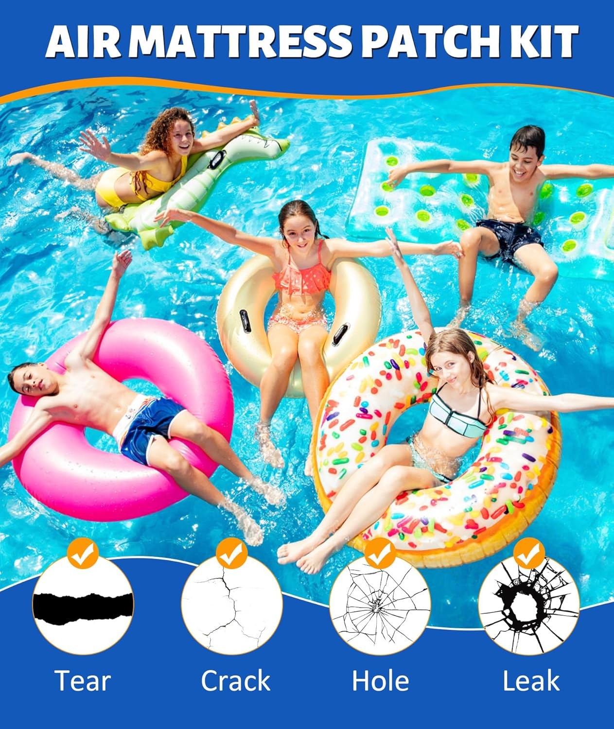 Air Mattress Patch Kit, Heavy Duty Waterproof Vinyl Repair Patch Kit, 80 ML Infl gallery