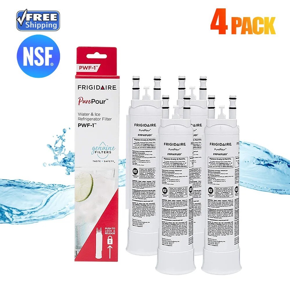 4 Pack Frigidaire PWF-1 FPPWFU01 Refrigerator PurePour Water &Ice Filter New gallery