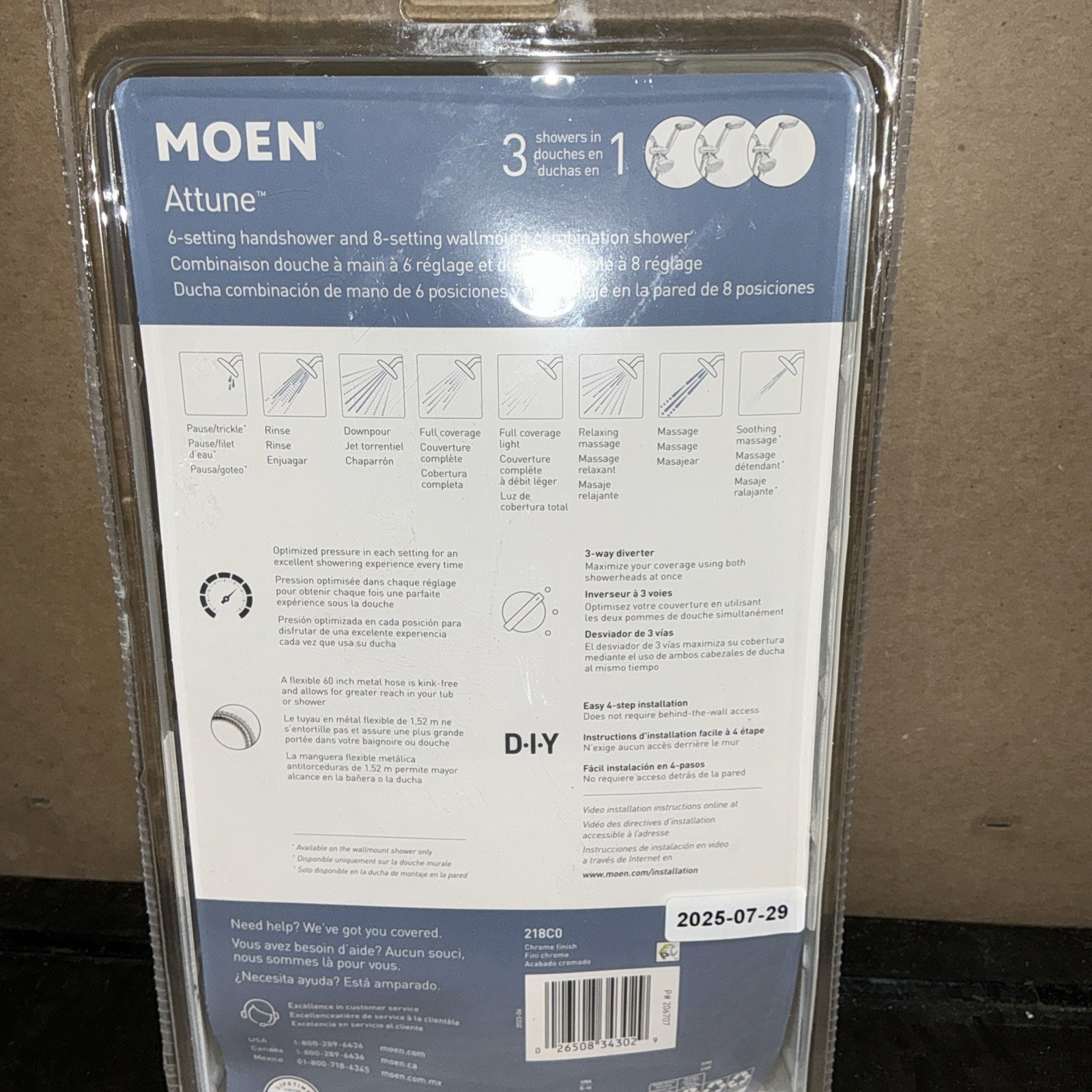 Moen 218C0 6-Mode Attune Hand Held Shower Head in Polished Chrome gallery