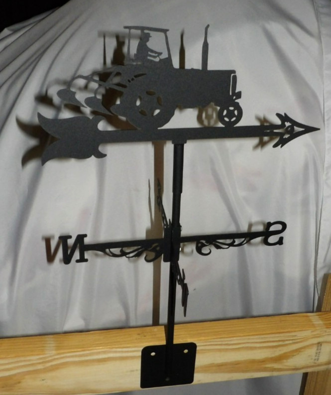 BLACK Metal WEATHERVANE Tractor PLOW Roof Mount YARD ART Measure 11"x11"x22 NEW gallery