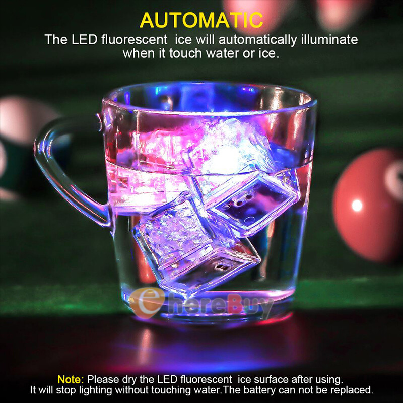 Light Up Ice Cubes, 4/12/24/48 Pcs Multi Color Led Ice Cubes for Drinks Reusable gallery