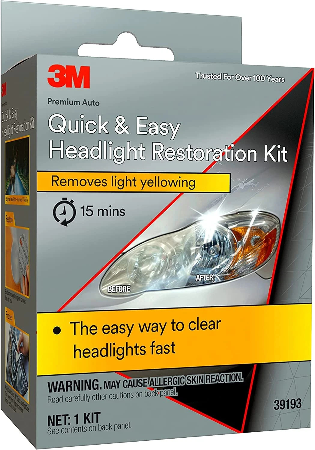 3m 39193 Headlight Restoration Kit,Removes Light Yellowing in 15-Minutes gallery