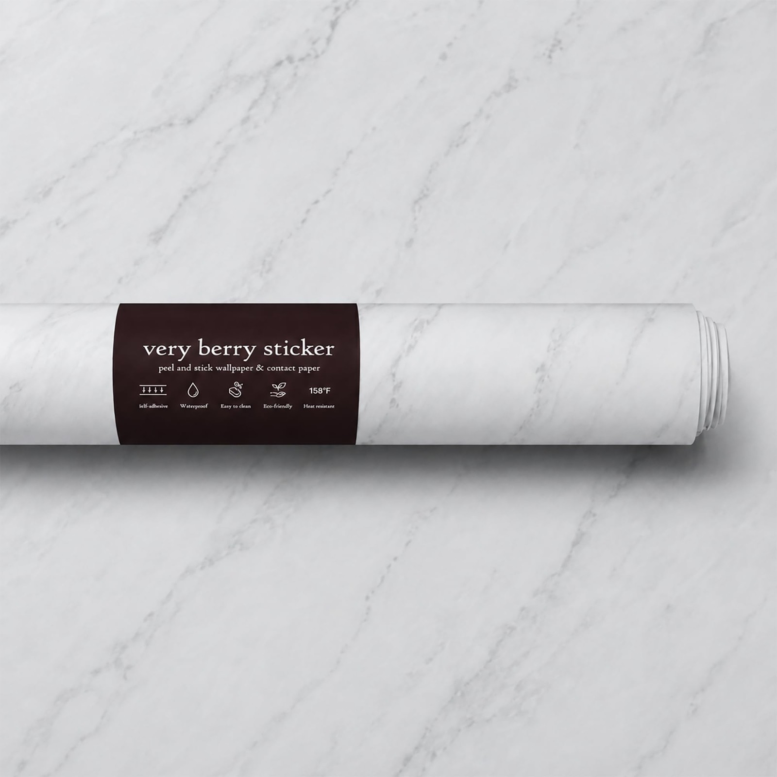 Marble (White Matte, 24" x 118", 2 Pack) Premium Peel and Stick Wallpaper for... gallery