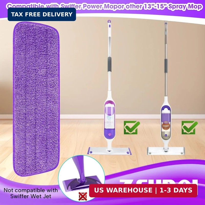 6 Pack Reusable Microfiber Mop Pads for Swiffer PowerMop, 13-16 Inch Spray Mop R gallery