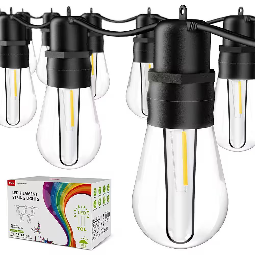 Outdoor 96 Ft. Plug-In Edison Bulbs LED String Lights with S14 30 plus 4 Spare P gallery