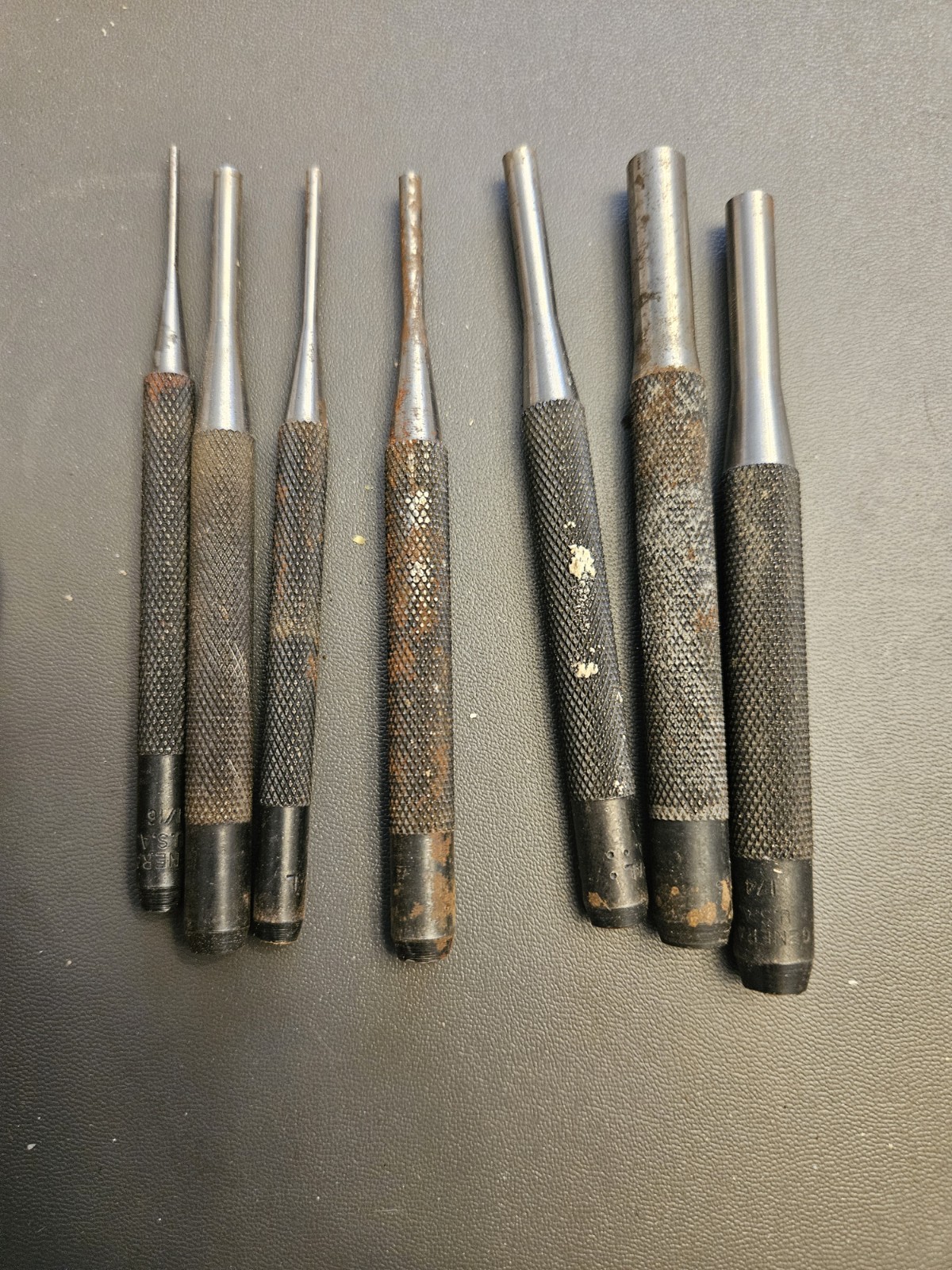 GENERAL TOOLS NO. S-75 7 PIECE DRIVE PIN PUNCHES IN WOOD BOX 1/16" - 5/16" USA gallery