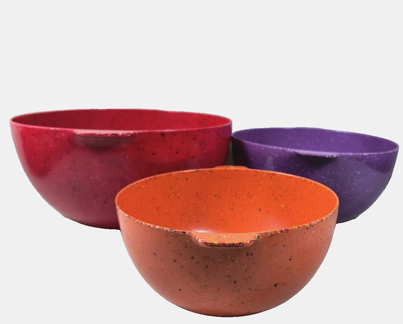 Zak! Designs Confetti Nesting Mixing Bowl Set of 3 Integrated Handles Melamine gallery