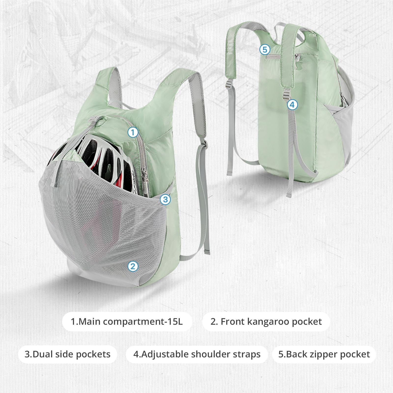 Foldable Hiking Backpack Lightweight Travel Backpack Waterproof Small packabl... 3