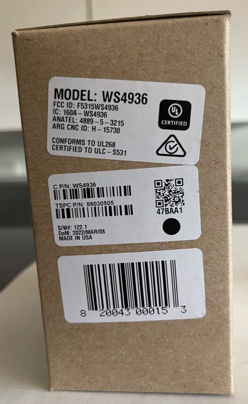 Brand New DSC WS4936 Wireless Photoelectric Smoke Detector 2022 Manufactured Yr gallery