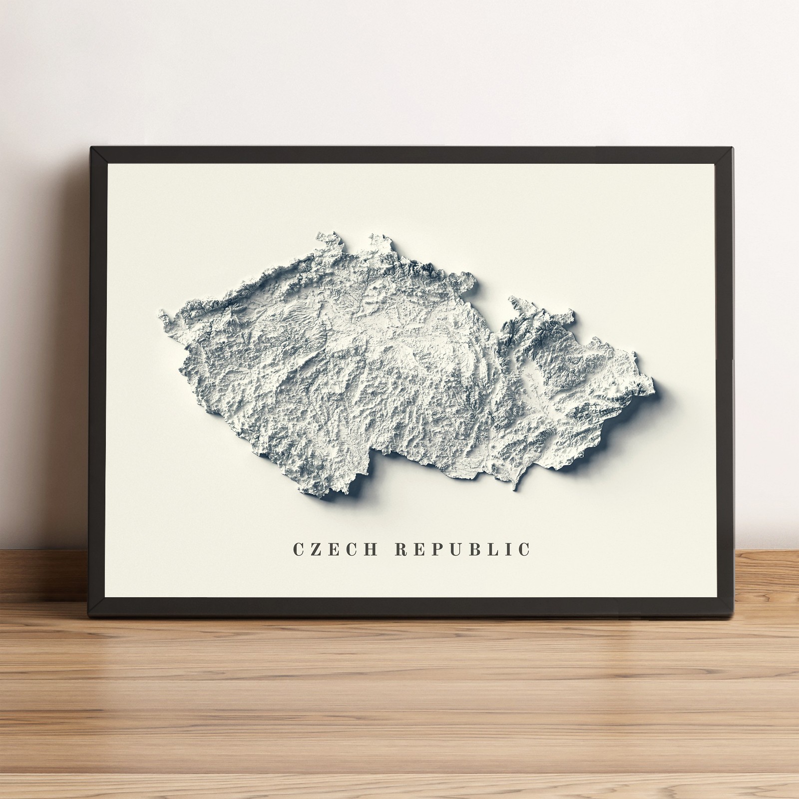 Czech Republic Map, Czechia 2D Relief Map, Czechia Vintage Map - 2D Flat Print gallery