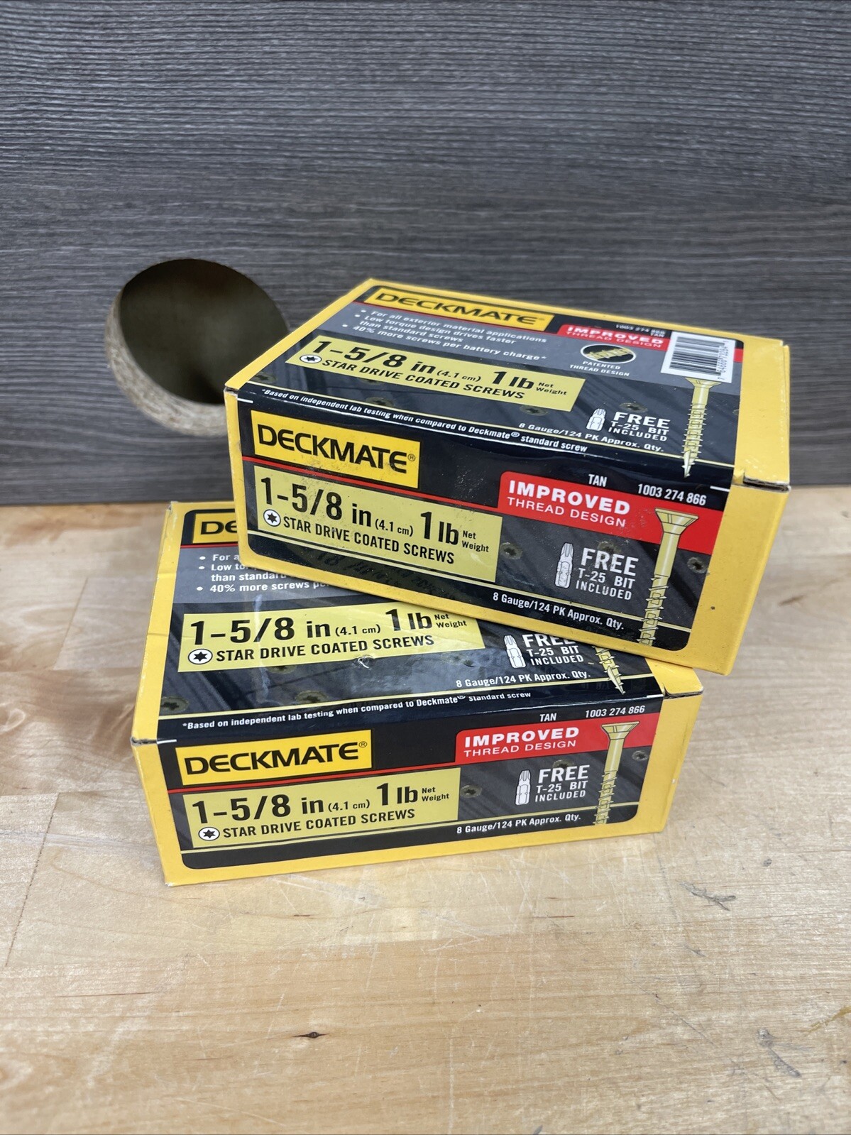 2 Pack DECKMATE #8 x 1-5/8 in. Star Flat-Head Wood Deck Screws Tan 1lb Each New gallery