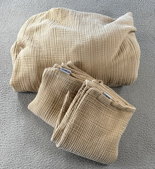 Sand Cloud Gauze Fitted Sheet King + 2 King Pillowcases Taupe Organic Cotton