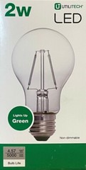 Utilitech 2-Watt GREEN A19 LED Light with Standard Medium Base – 5,000 hours