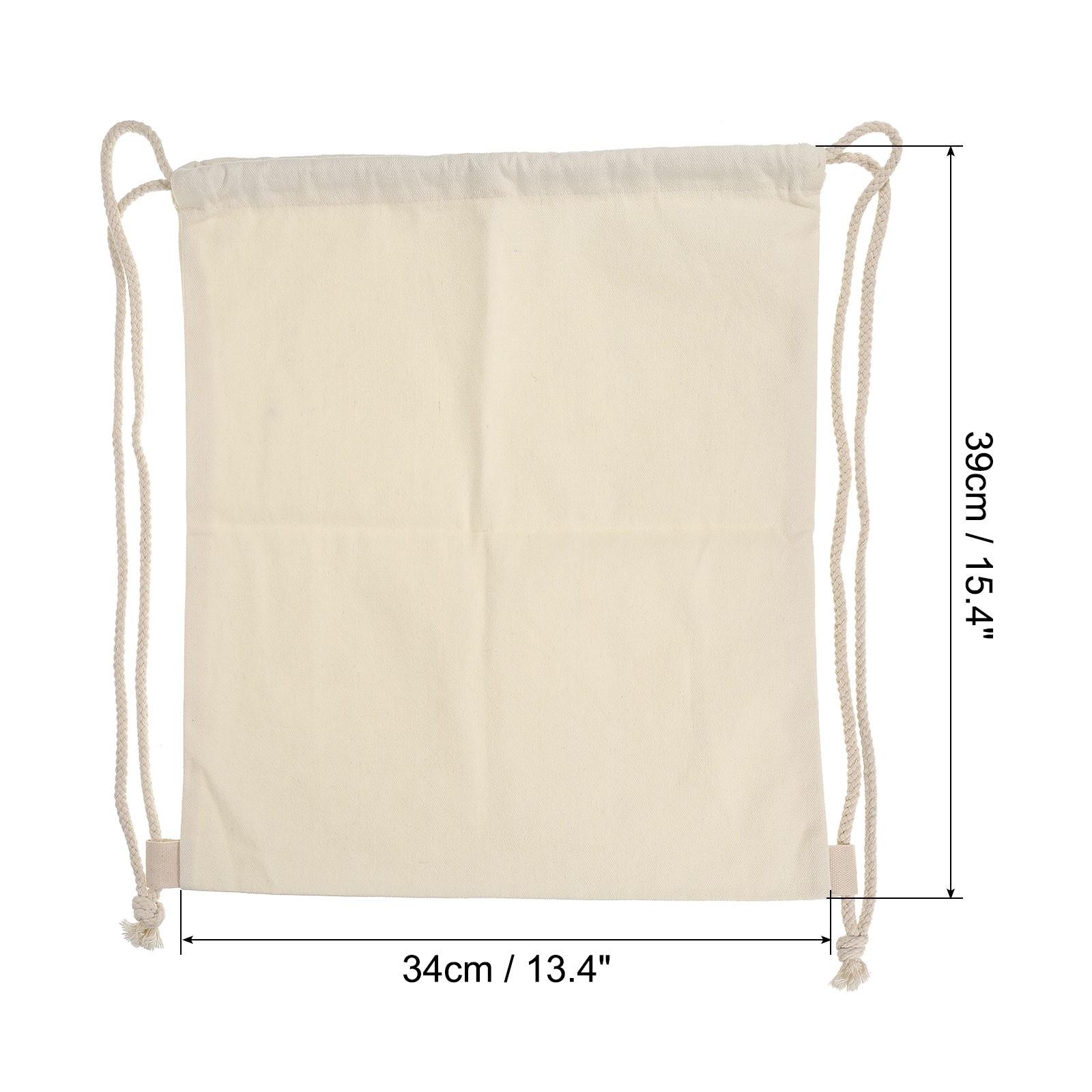 Cotton Drawstring Bag Canvas Drawstring Backpack Sport Gym Bag Beige 2