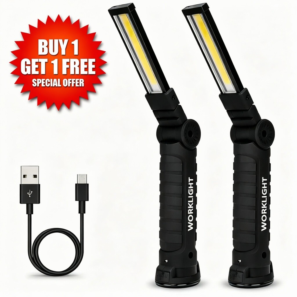 2PCS Work Light Rechargeable LED Magnetic COB Inspection Torch, Type-C Cordless gallery
