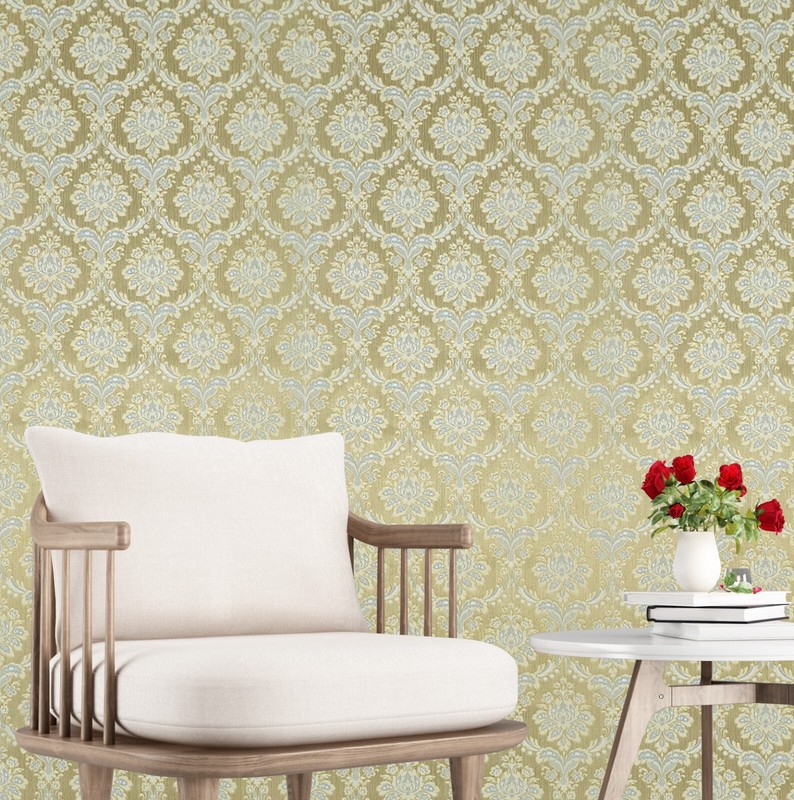Gray silver gold metallic Victorian damask faux silk fabric textured Wallpaper gallery
