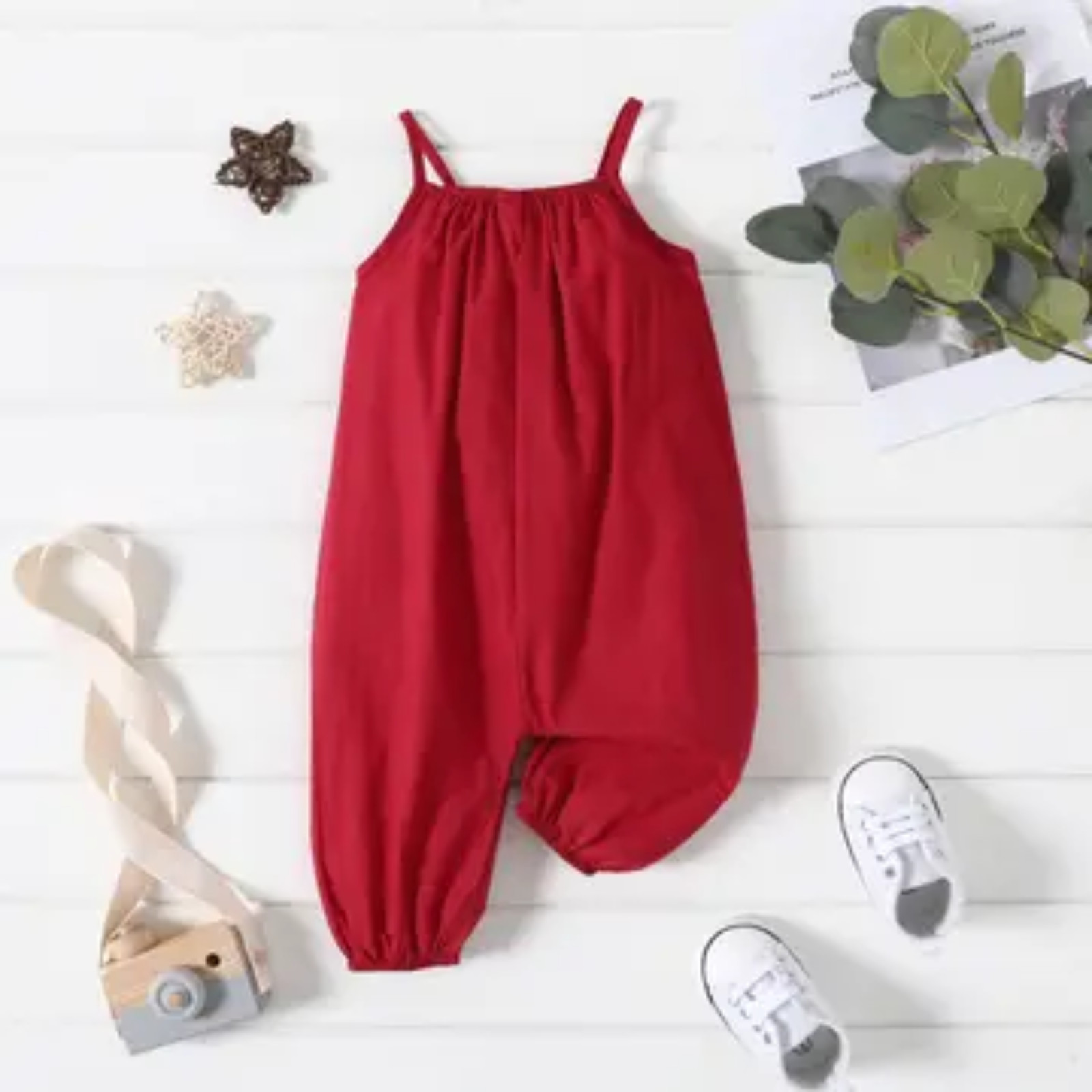 Burgundy Cotton Baby Romper gallery