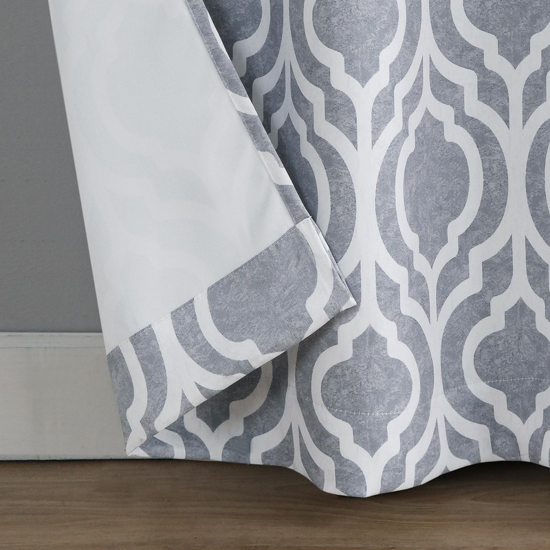 Sun Zero Eldon Trellis Print Blackout Grommet Curtain Panel, 40 x 84, Gray gallery
