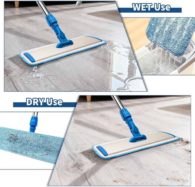 18" Professional Microfiber Mop Floor Cleaning, Flat Mop with Stainless Steel Ha gallery