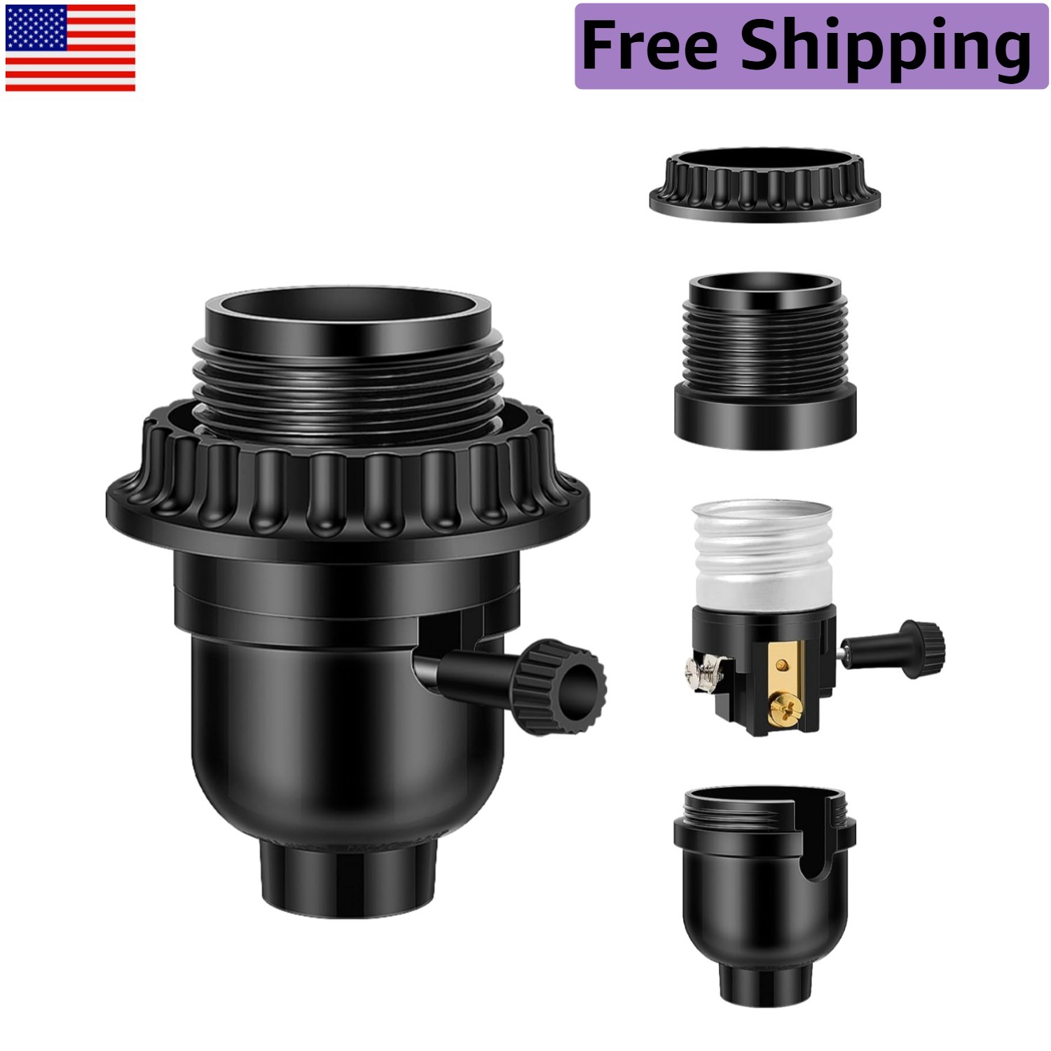 Durable E26 Threaded Lamp Socket Replacement with Convenient Switch, 1-Pack gallery