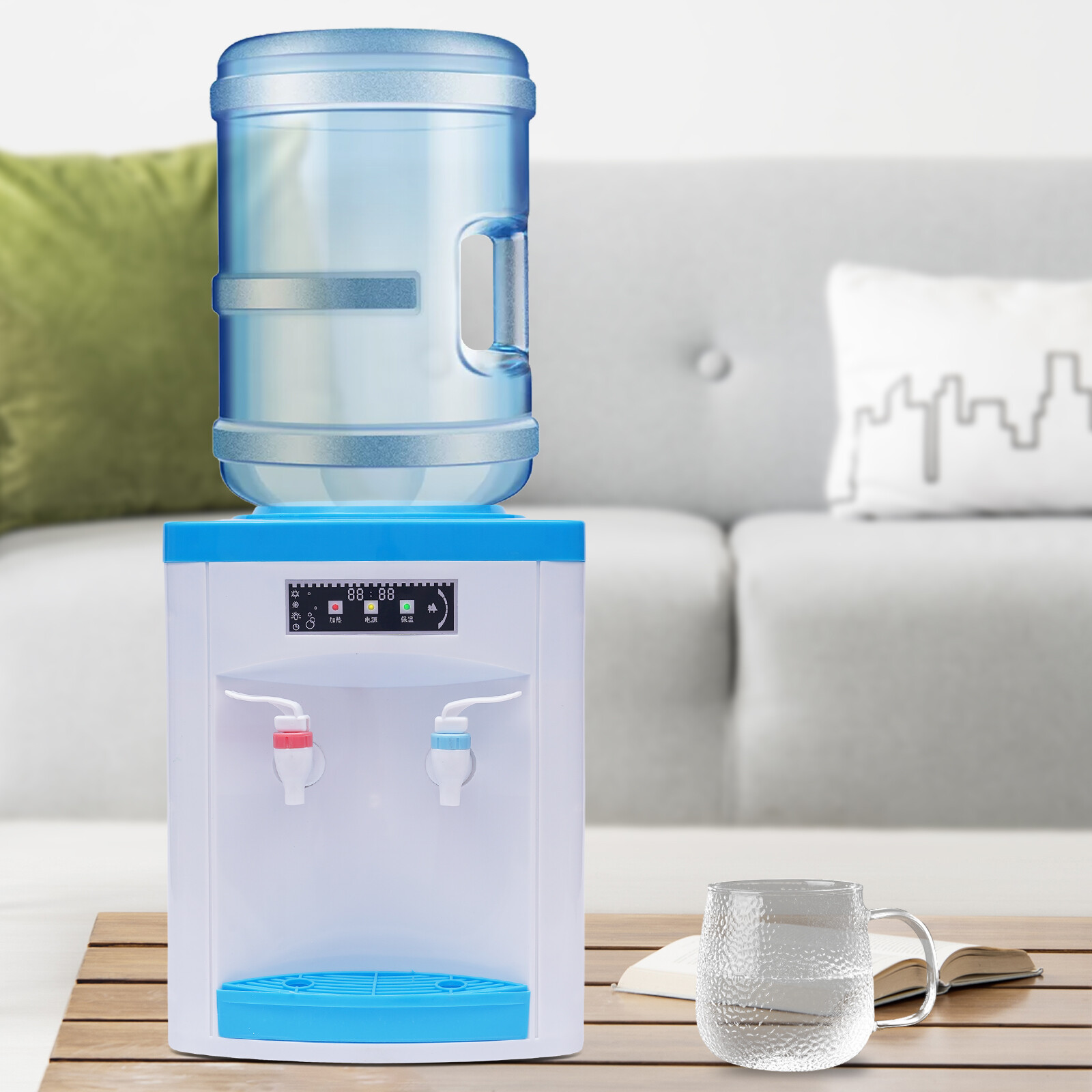 Desktop Water Cooler Dispenser Top Loading Water Dispenser Hot & Cold Water Blue gallery