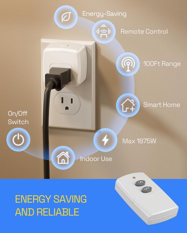Remote Control Outlet Plug – Use Indoors or Outdoors in Covered/Dry Areas (No... gallery