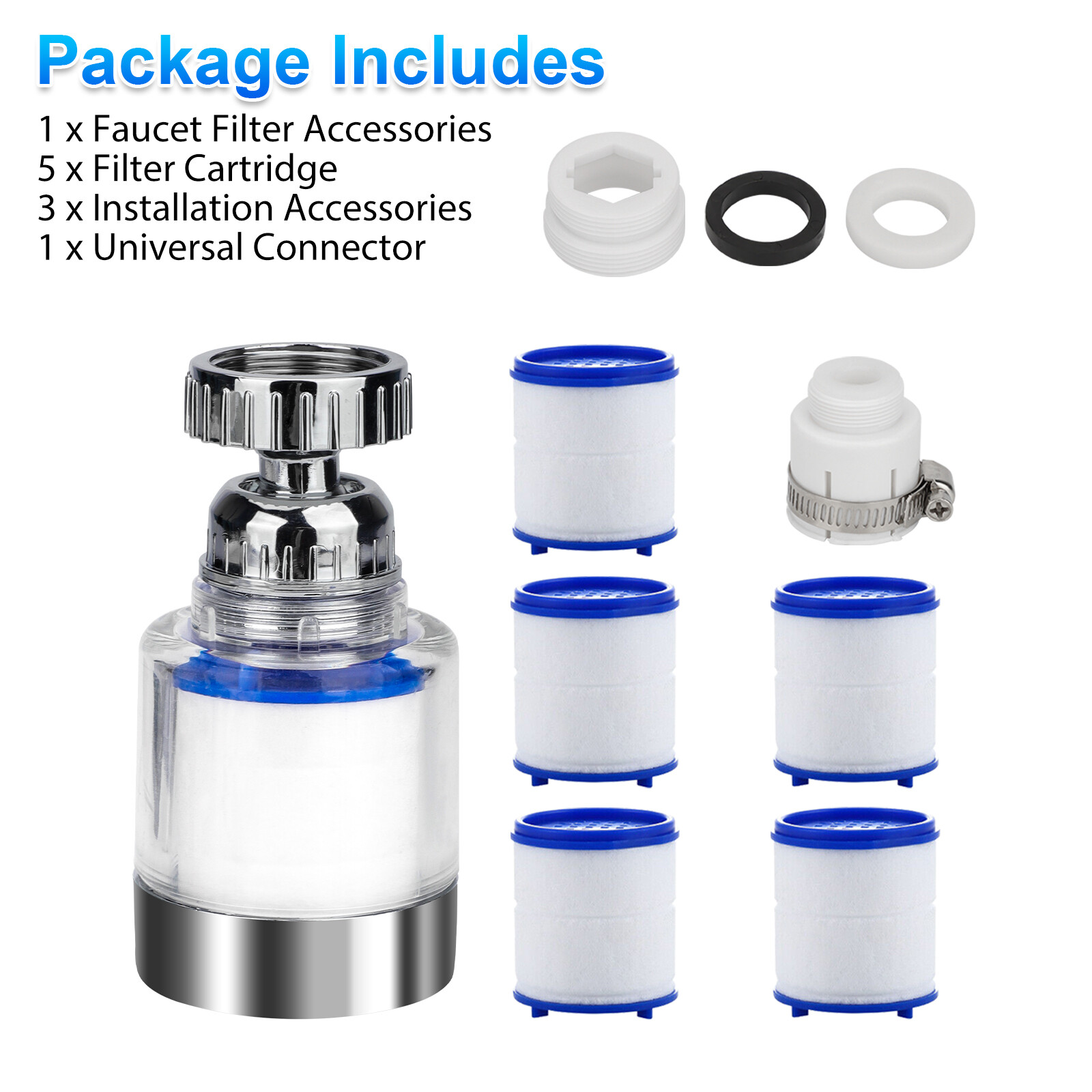 2/4Set Faucet Water Filter Tap Filtration Kitchen Sink Mount Purifier 360°Rotate gallery