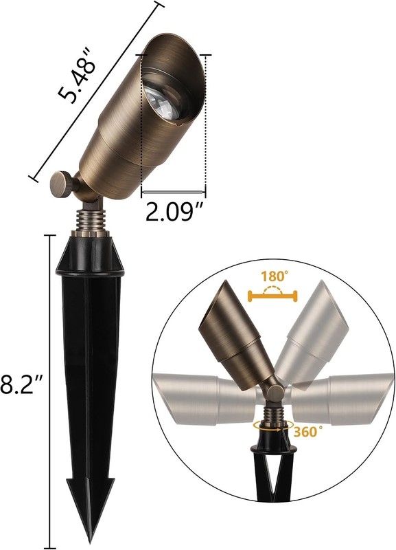 Solid Brass Low Voltage Landscape Lighting, Wired 12V LED Landscape Spotlights w gallery