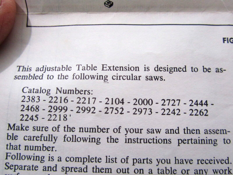 Assembly Instructions Craftsman Adjustable Table Saw Extension Cat. No. 99-2178 gallery