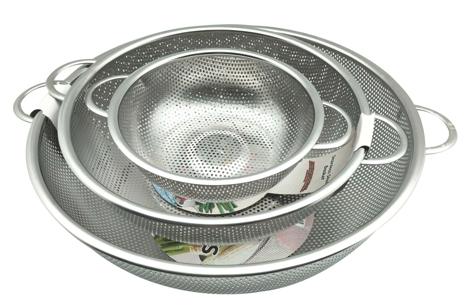 Rice Colander Stainless Steel Vegetables Fruit Basin 8/11/13.4 Inches gallery