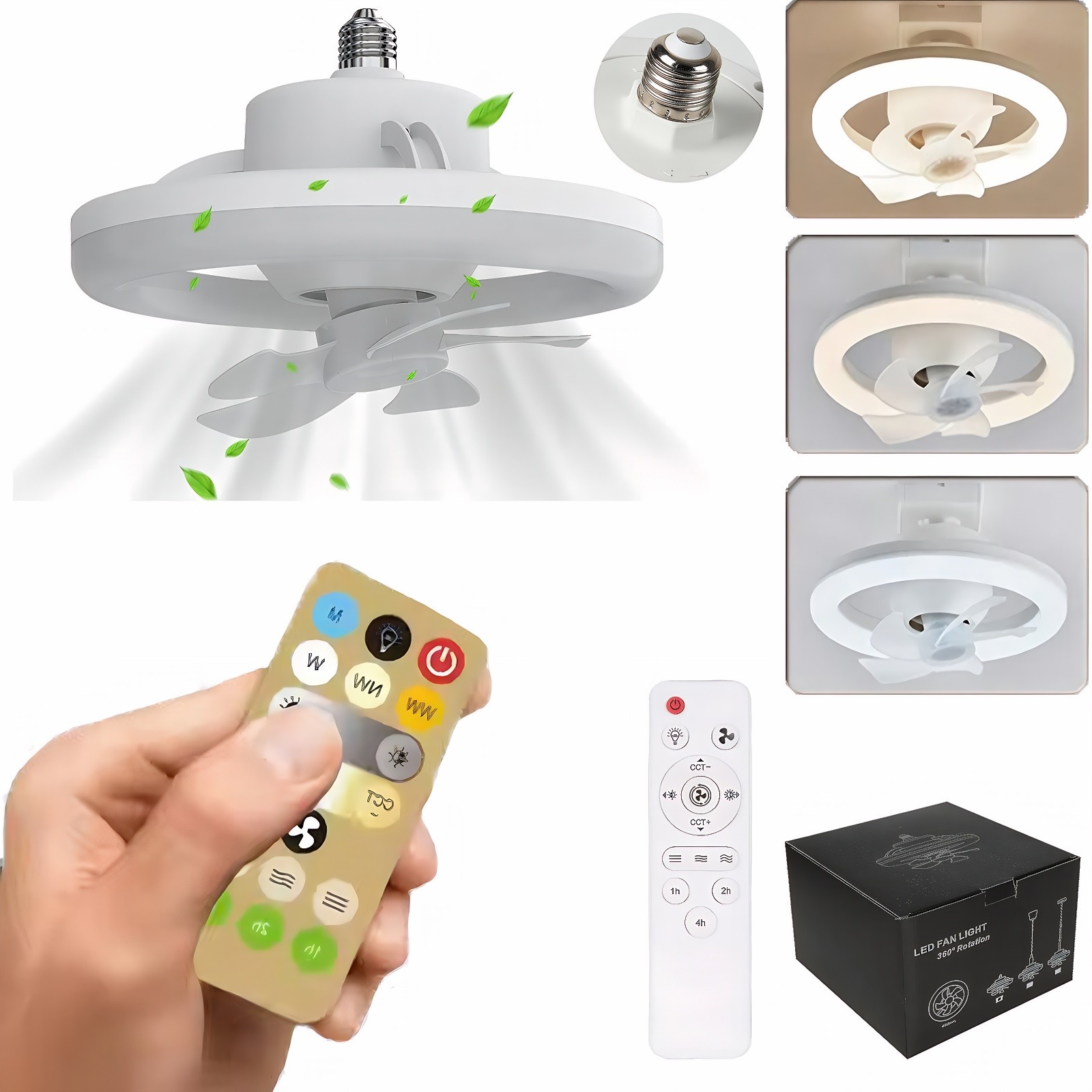 Socket Ceiling Fans With Lights And Remote- Socket Fan Light With Dimmable LED gallery