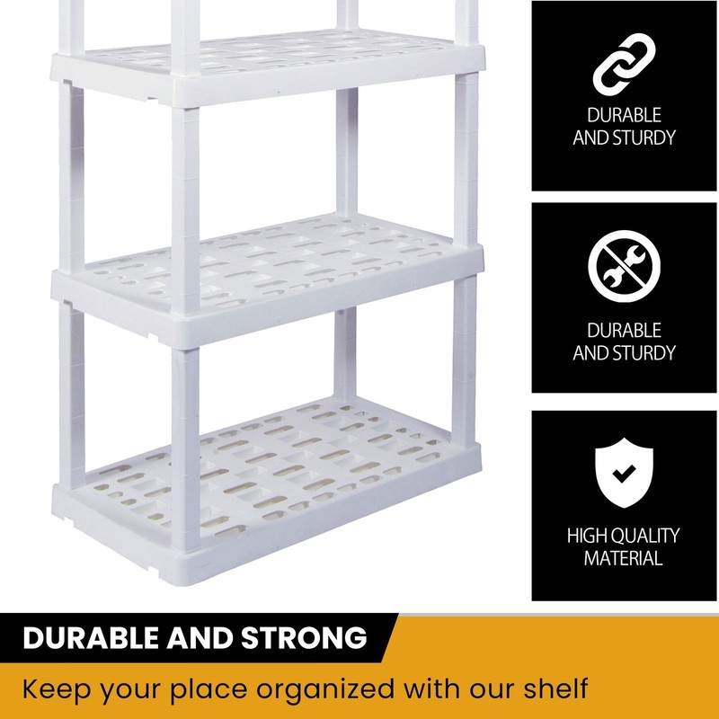 Storage Rack Interlocking Multipurpose 4-Tier 56"H x 14"D x 30"W White-400 lbs gallery